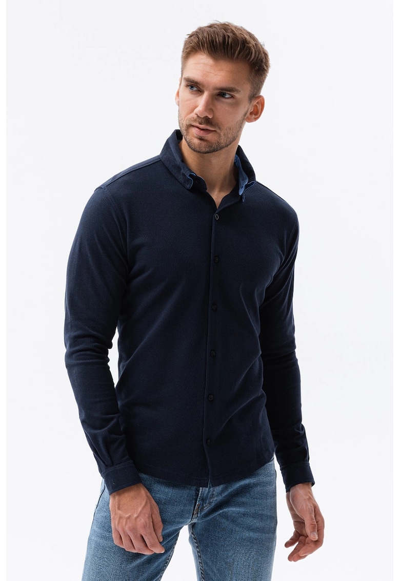 Camasa slim fit de bumbac - Bleumarin