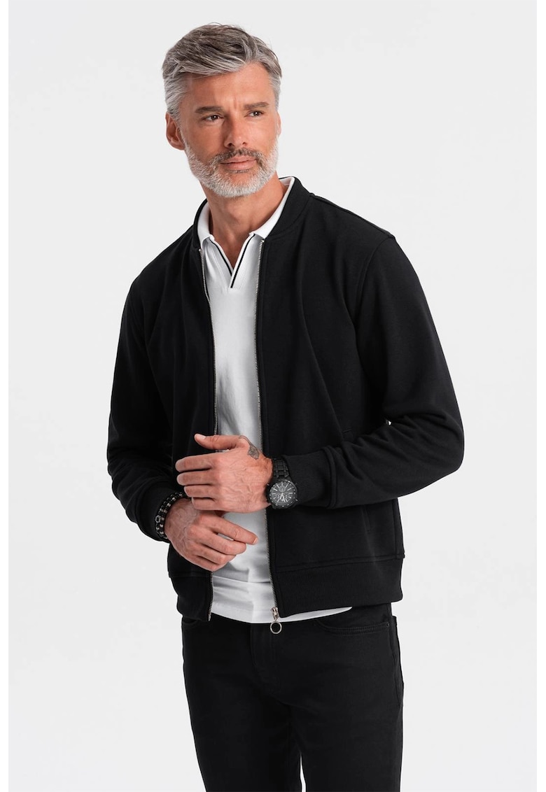 Bluza de trening cu fermoar si buzunare oblice