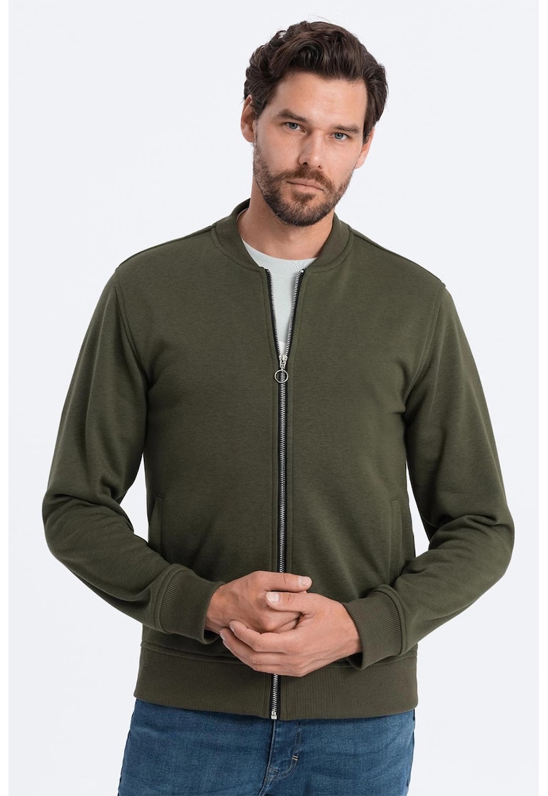 Bluza de trening cu fermoar si buzunare oblice