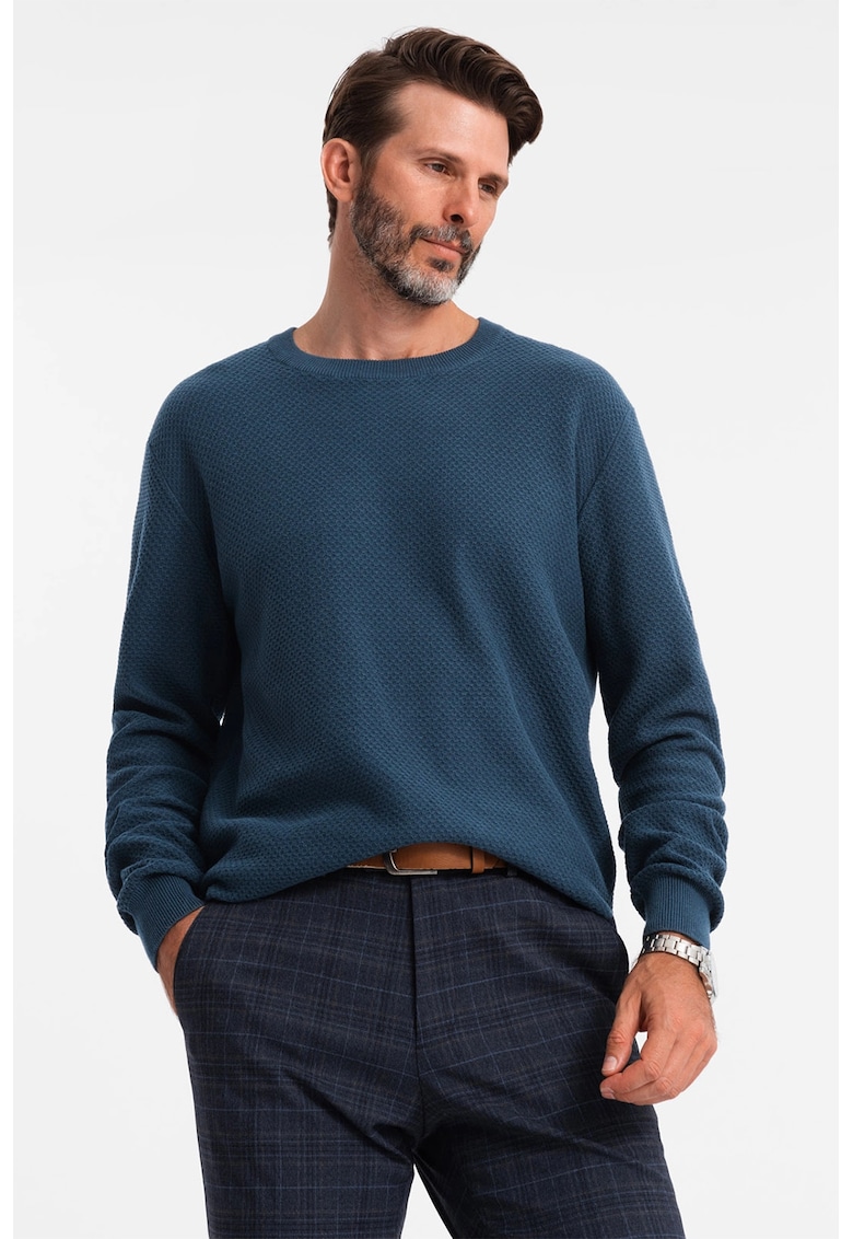 Pulover de bumbac cu aspect texturat