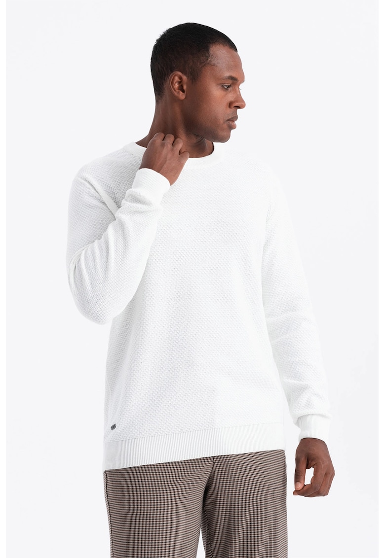 Pulover de bumbac cu aspect texturat