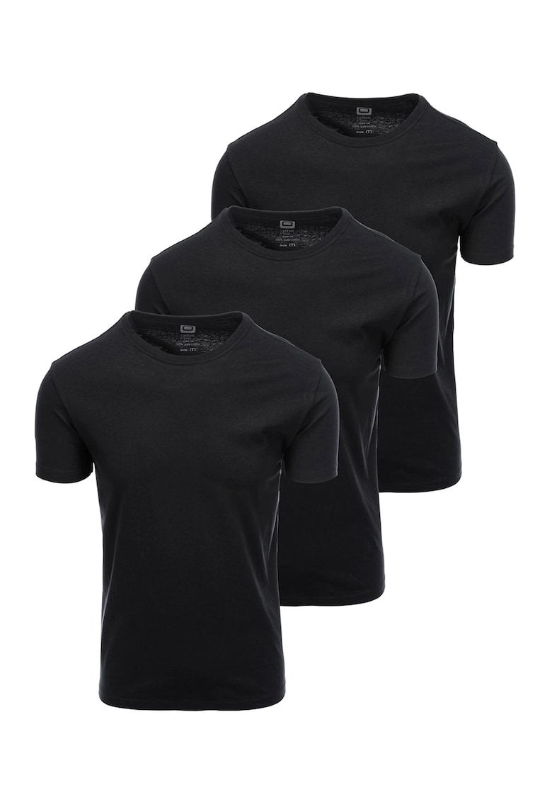 Set de tricouri uni de bumbac cu decolteu la baza gatului - 3 piese