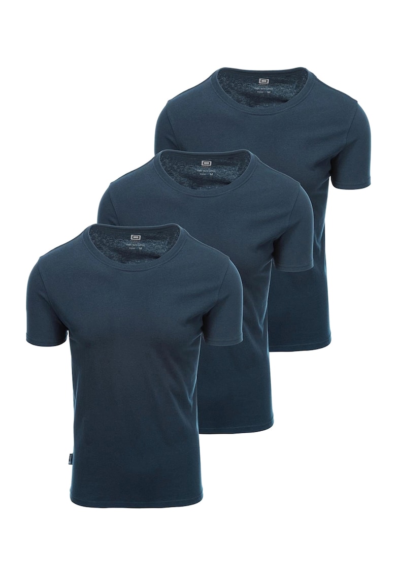 Set de tricouri uni de bumbac cu decolteu la baza gatului - 3 piese