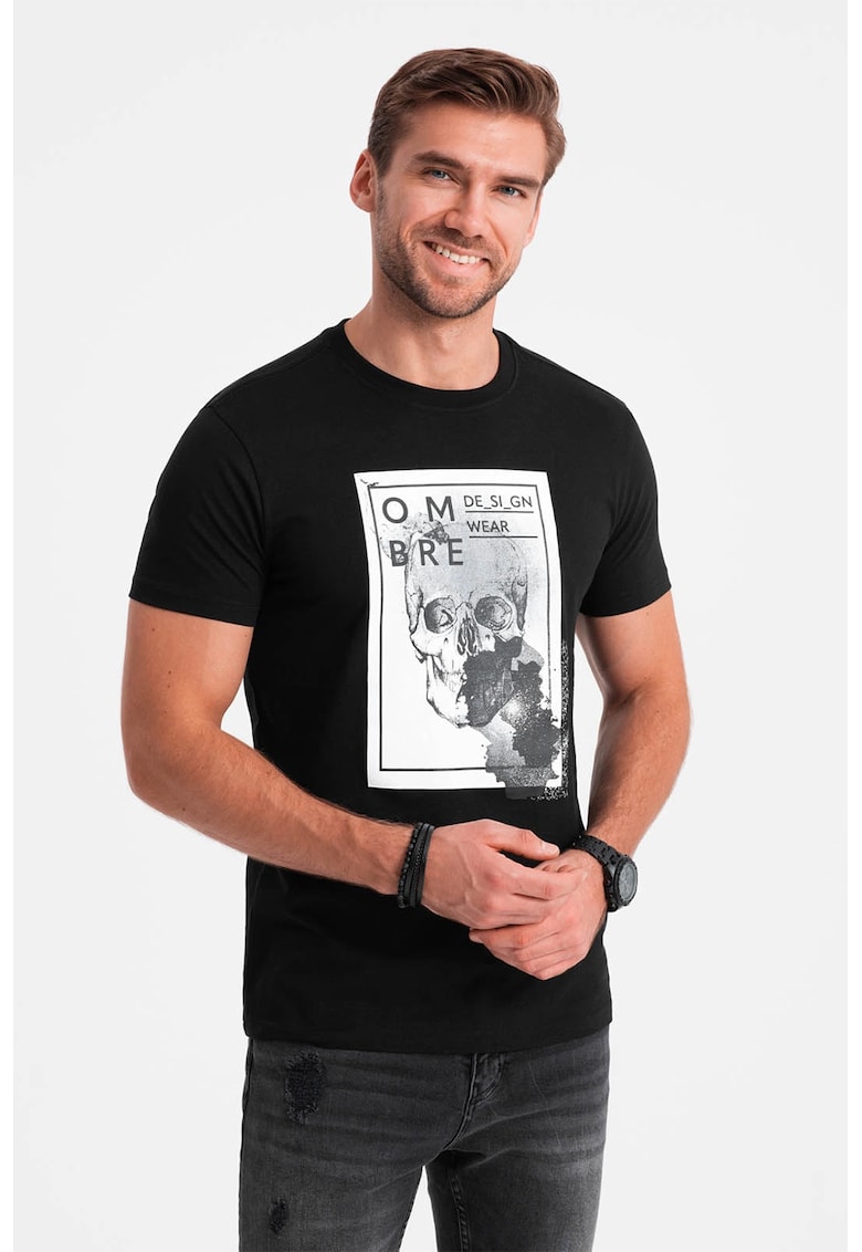 Tricou slim fit din bumbac cu model grafic