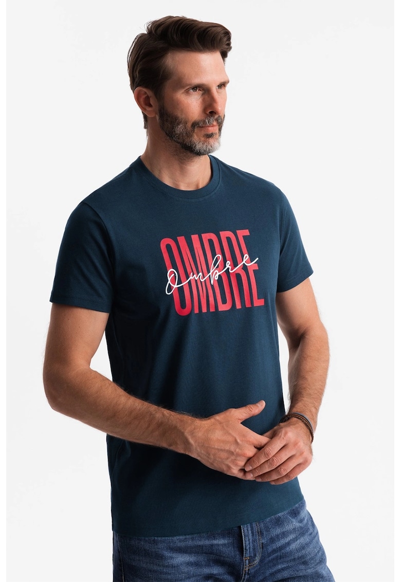 Tricou de bumbac cu model text Tricou de bumbac cu model text