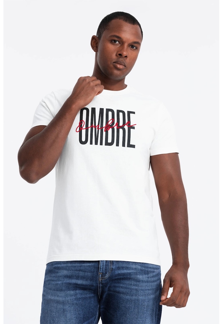 Tricou de bumbac cu model text Tricou de bumbac cu model text