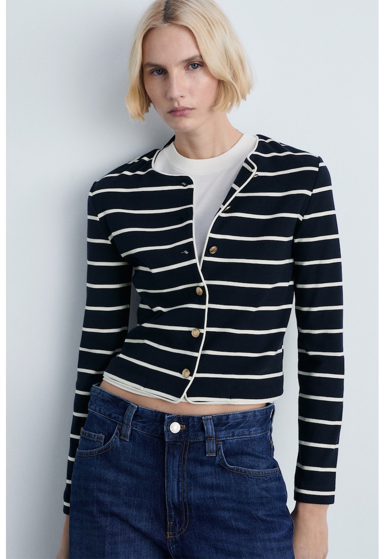 Cardigan de bumbac cu model in dungi