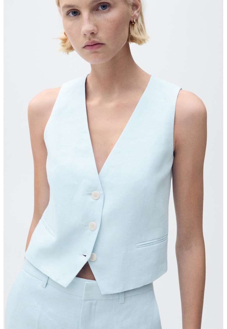 Vesta din in cu decolteu in V