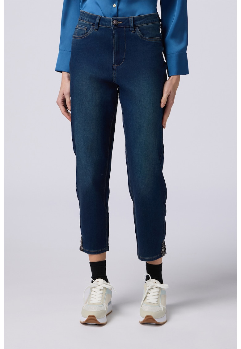 Blugi crop drepti cu slit la glezna Blugi crop drepti cu slit la glezna