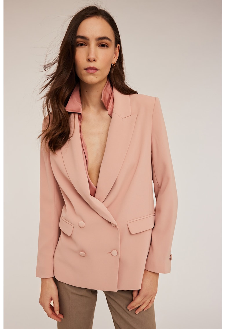 Sacou lejer cu doua randuri de nasturi - Roz somon