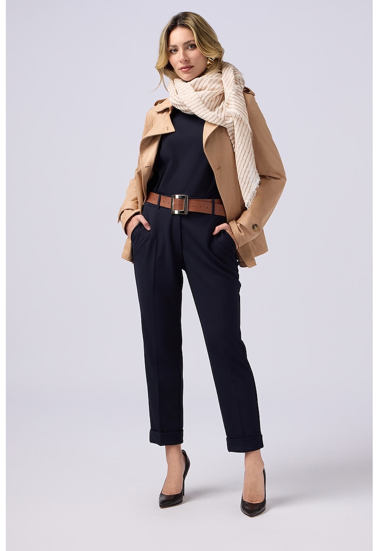 Pantaloni crop drepti cu mansete plisate Pantaloni crop drepti cu mansete plisate