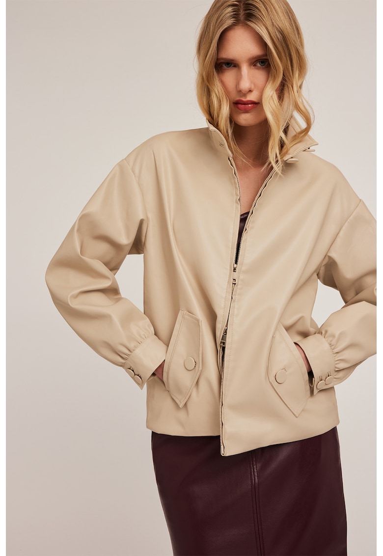 Jacheta de piele ecologica cu fermoar