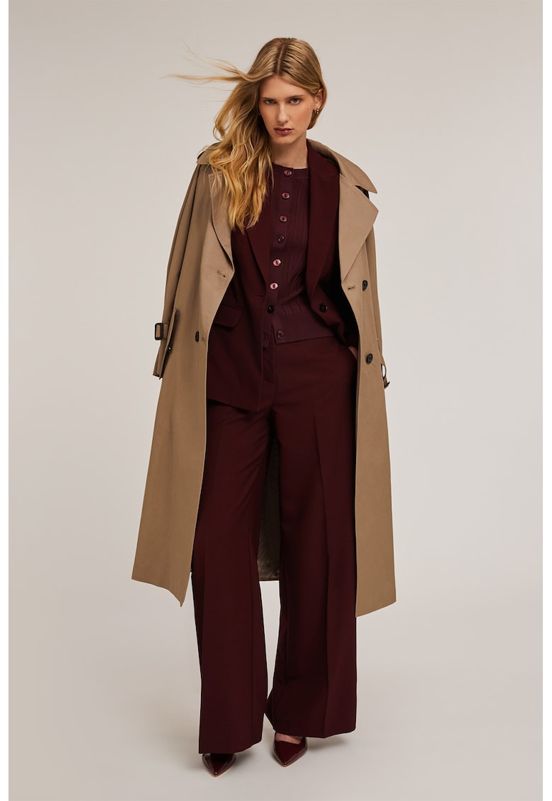 Pantaloni uni cu croiala ampla - Maro cognac