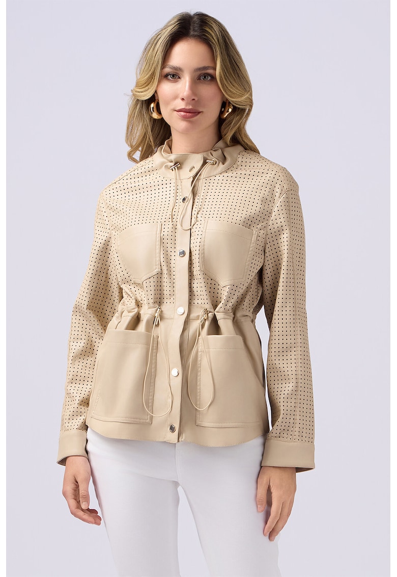 Jacheta de piele ecologica cu cordon in talie Jacheta de piele ecologica cu cordon in talie