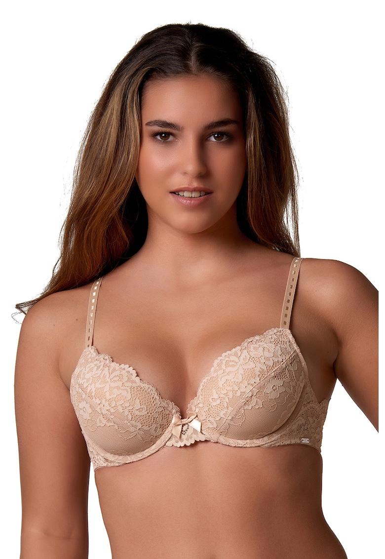 Sutien uni cu garnituri din dantela Sutien uni cu garnituri din dantela