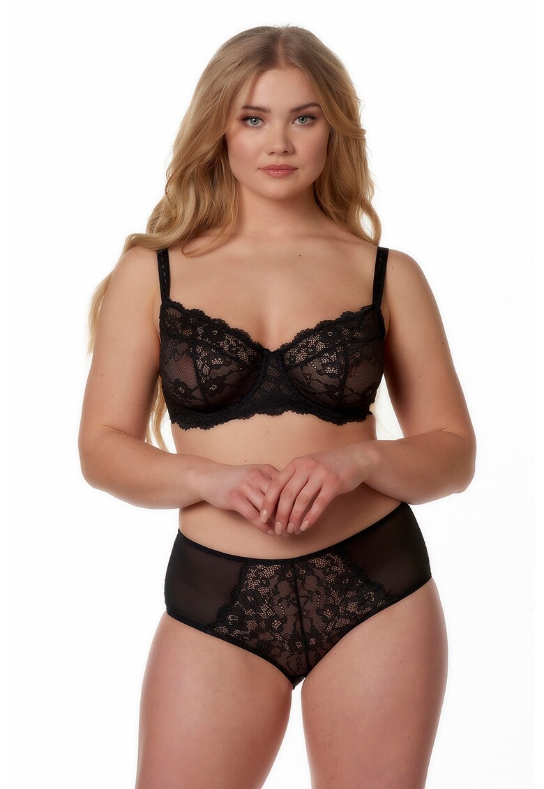 Chiloti hipster din plasa cu garnituri din dantela Chiloti hipster din plasa cu garnituri din dantela