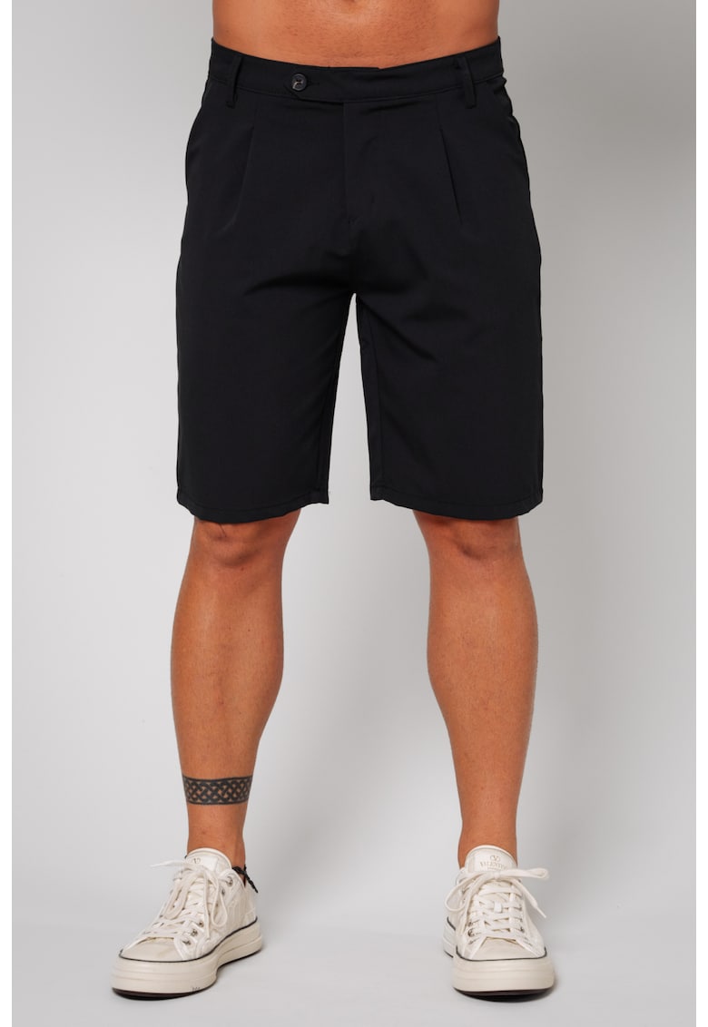 Pantaloni scurti cu nasture Black 13400 - Negru