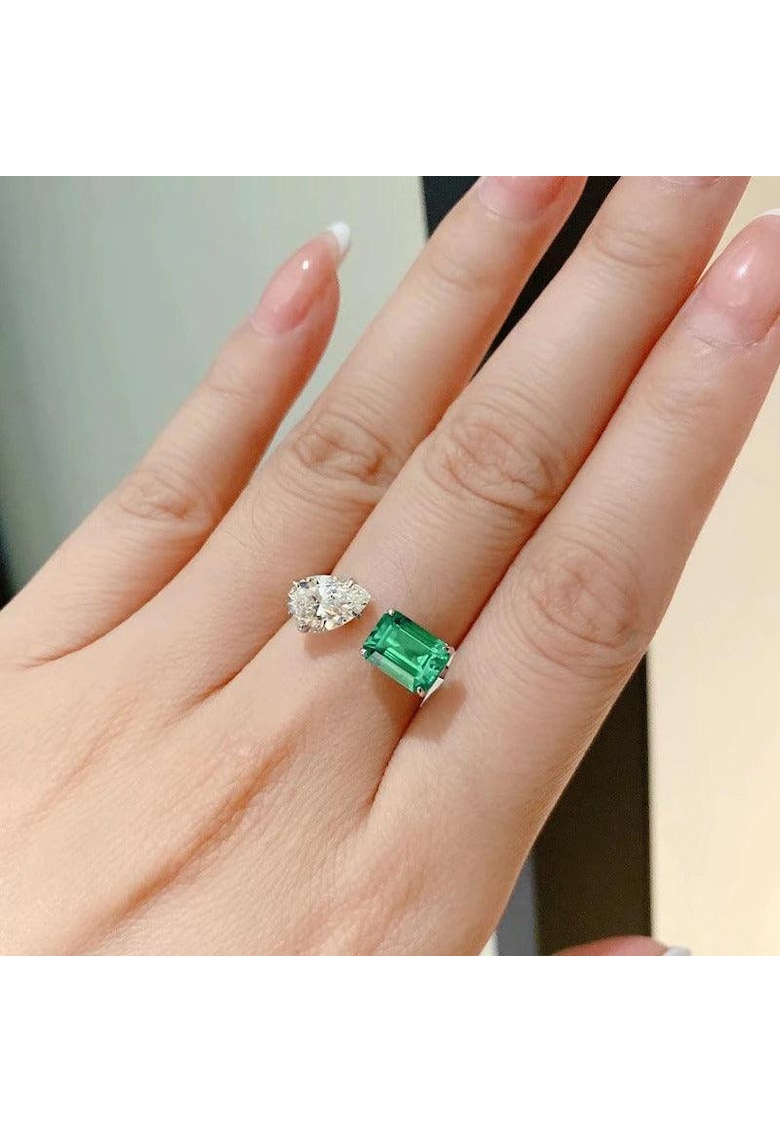 Inel argintiu - reglabil - cu pietre din zirconiu - Pedro C9 -