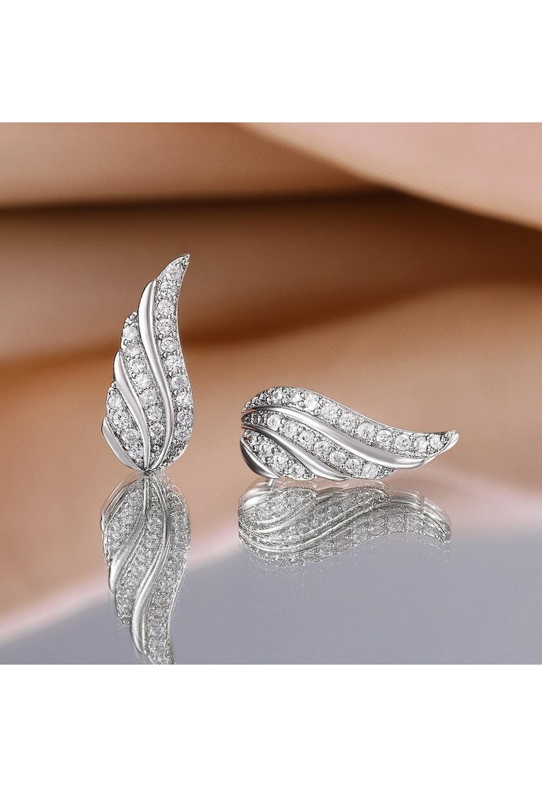 Cercei argintii - forma de aripi - cu pietre din zirconiu - Agner C5 -