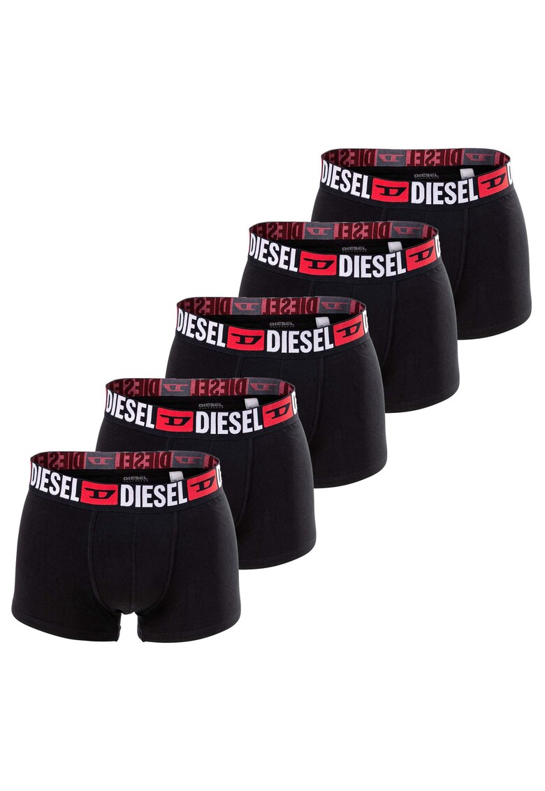 Set de boxeri cu banda logo in talie - 5 perechi - Negru