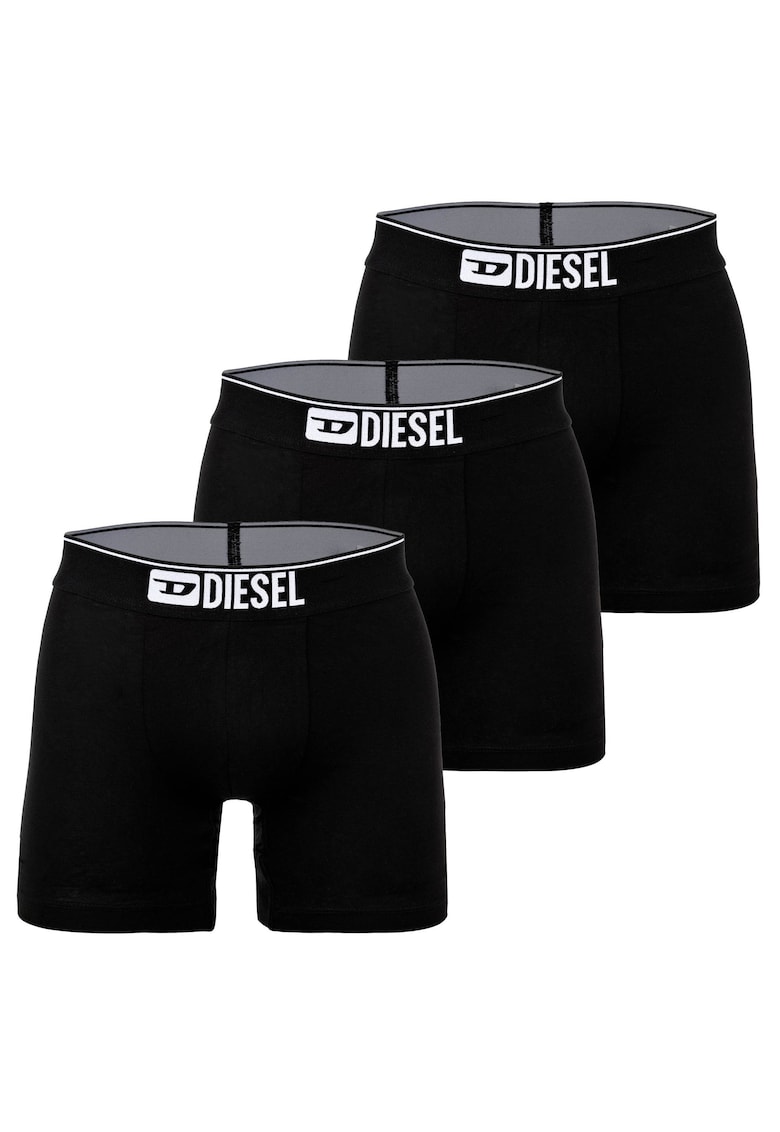 Set de boxeri din amestec de bumbac cu text - 3 perechi - Negru