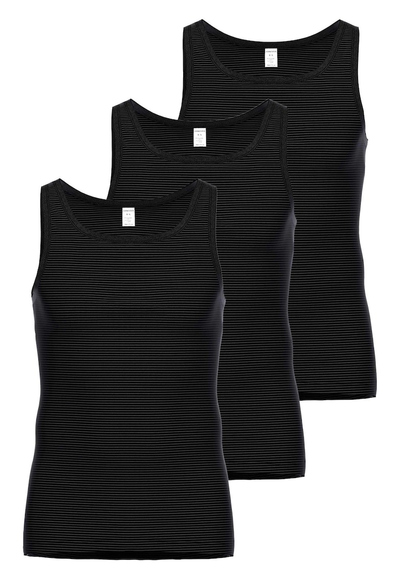 Set de topuri din amestec de bumbac - 3 piese - Gri antracit