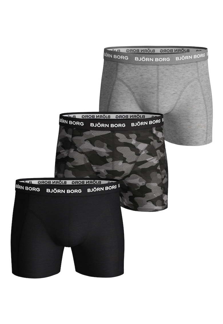 Set de boxeri cu banda logo in talie - 3 perechi - Negru/Gri