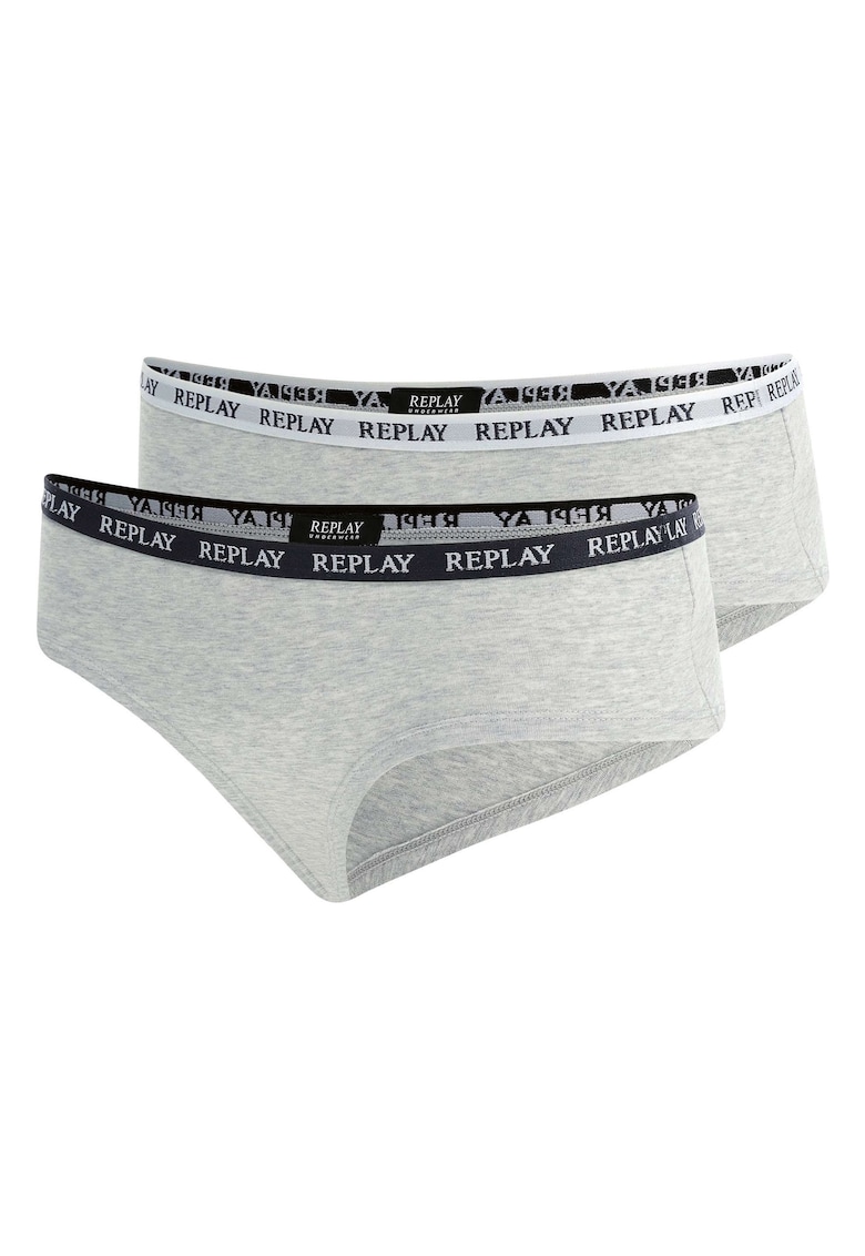 Set de chiloti hipster cu logo - 2 perechi - Gri