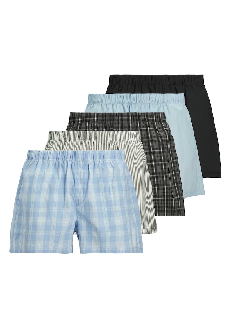 Set de boxeri din bumbac - 5 perechi - Negru/Gri/Albastru