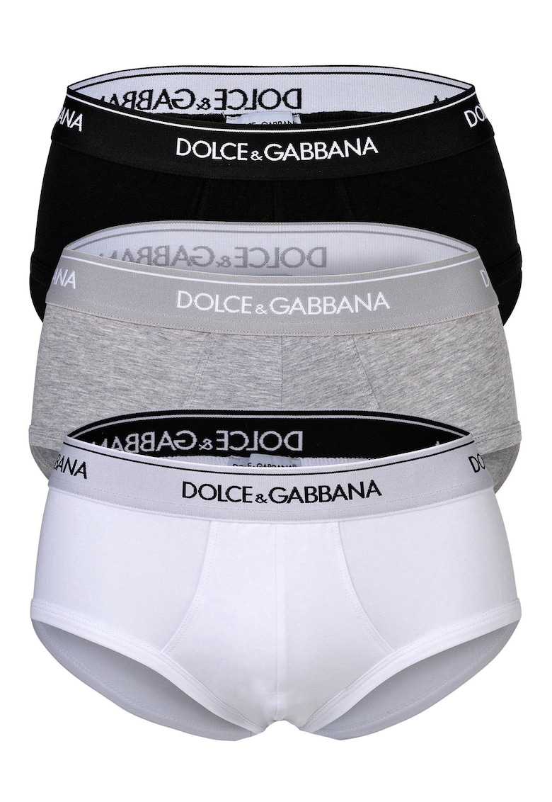 Set de chiloti cu logo - 3 perechi - Alb/Negru/Gri