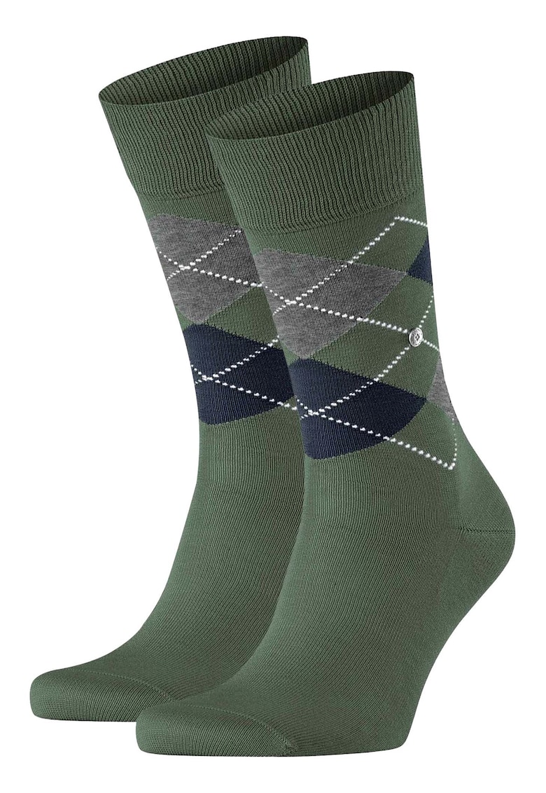 Set de sosete lungi din amestec de bumbac organic cu model in carouri Manchester Organic - 2 perechi