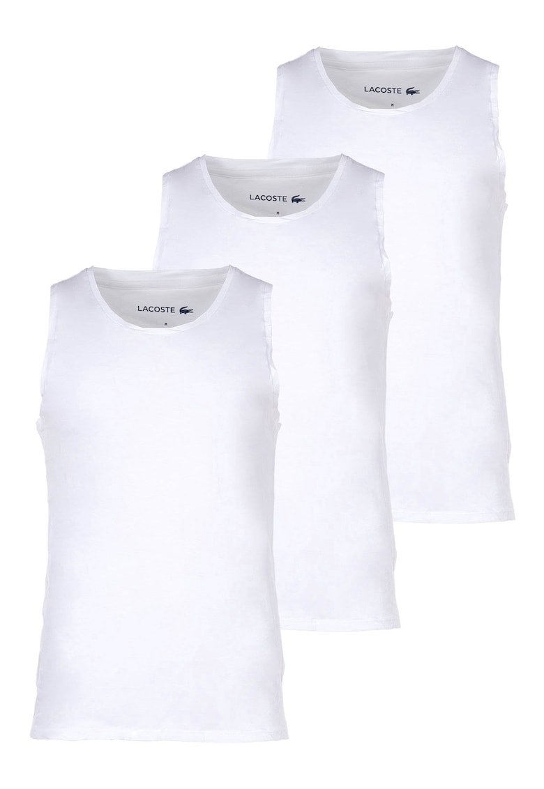 Set de top-uri slim fit din bumbac - 3 piese - Alb