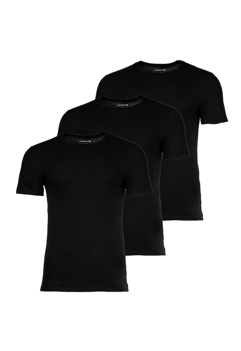 Set de tricouri slim fit din bumbac cu decolteu la baza gatului - 3 piese