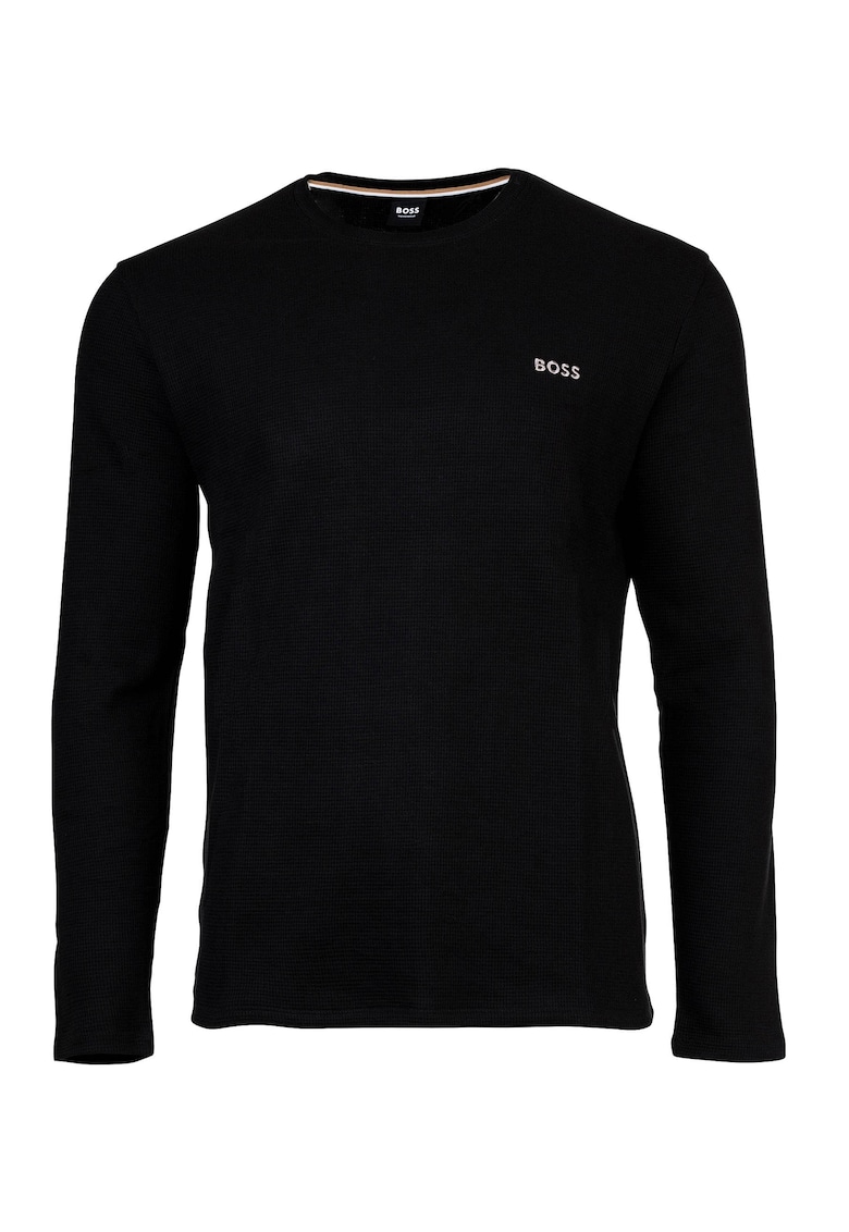 Boss Bluza din amestec de bumbac cu decolteu la baza gatului - Negru