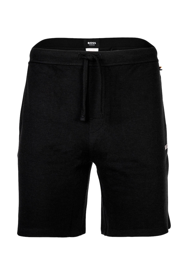 Pantaloni scurti de pijama cu snur de ajustare si model uni - Negru