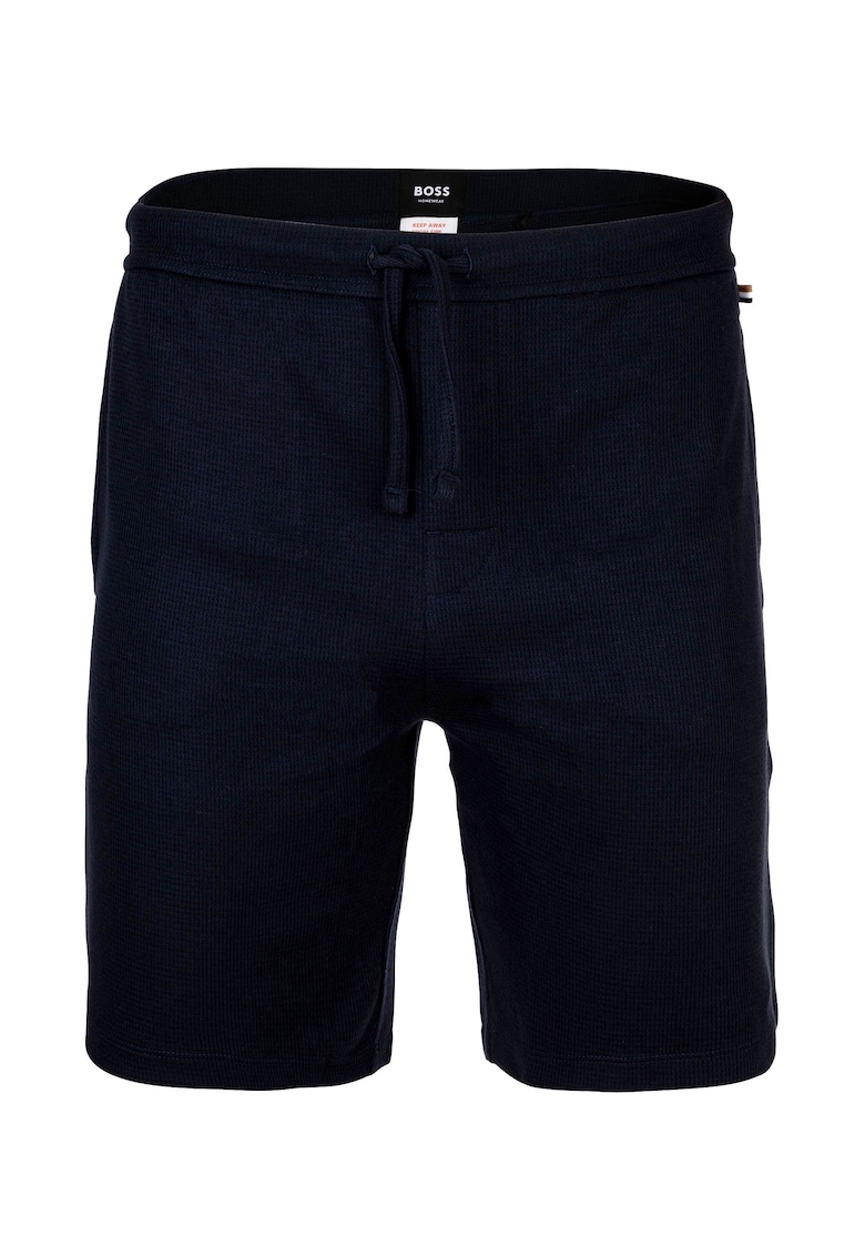 Pantaloni scurti de pijama cu snur de ajustare si model uni - Albastru inchis