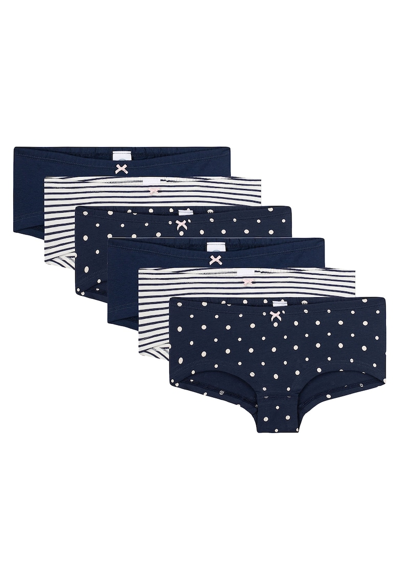 Set de chiloti - 6 perechi - Alb/Albastru