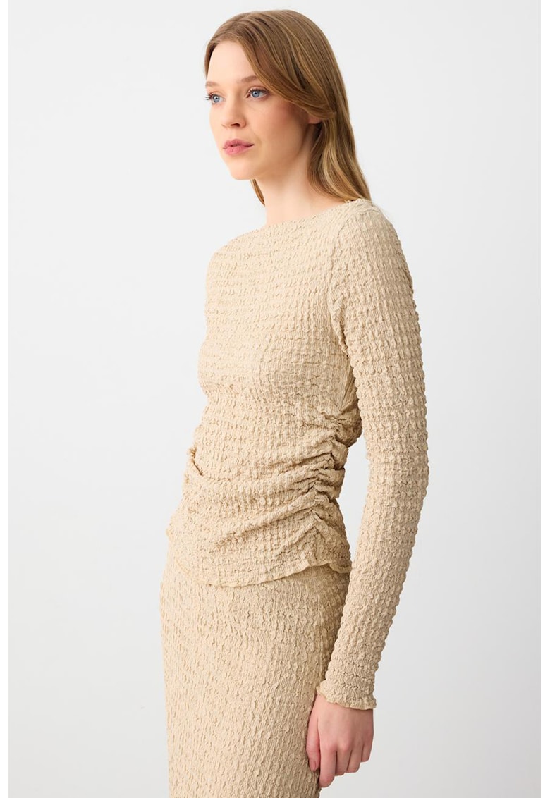 Bluza uni cu maneci lungi - Bej