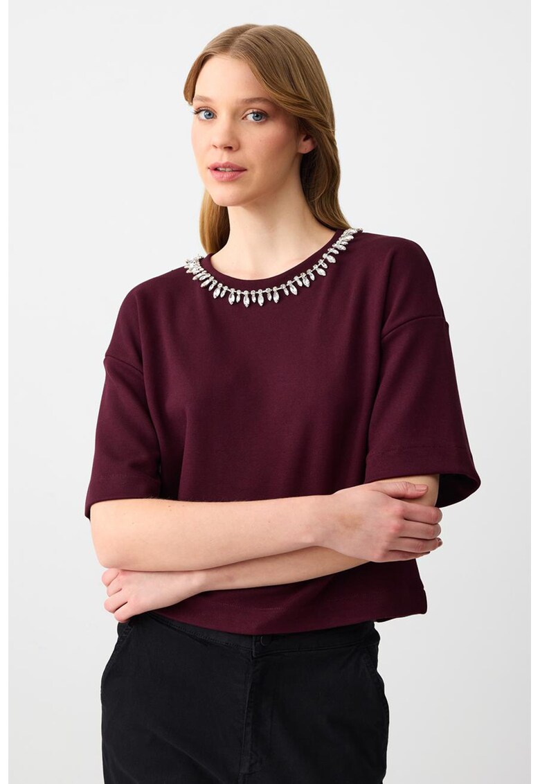 Tricou cu strasuri - Albastru lavanda