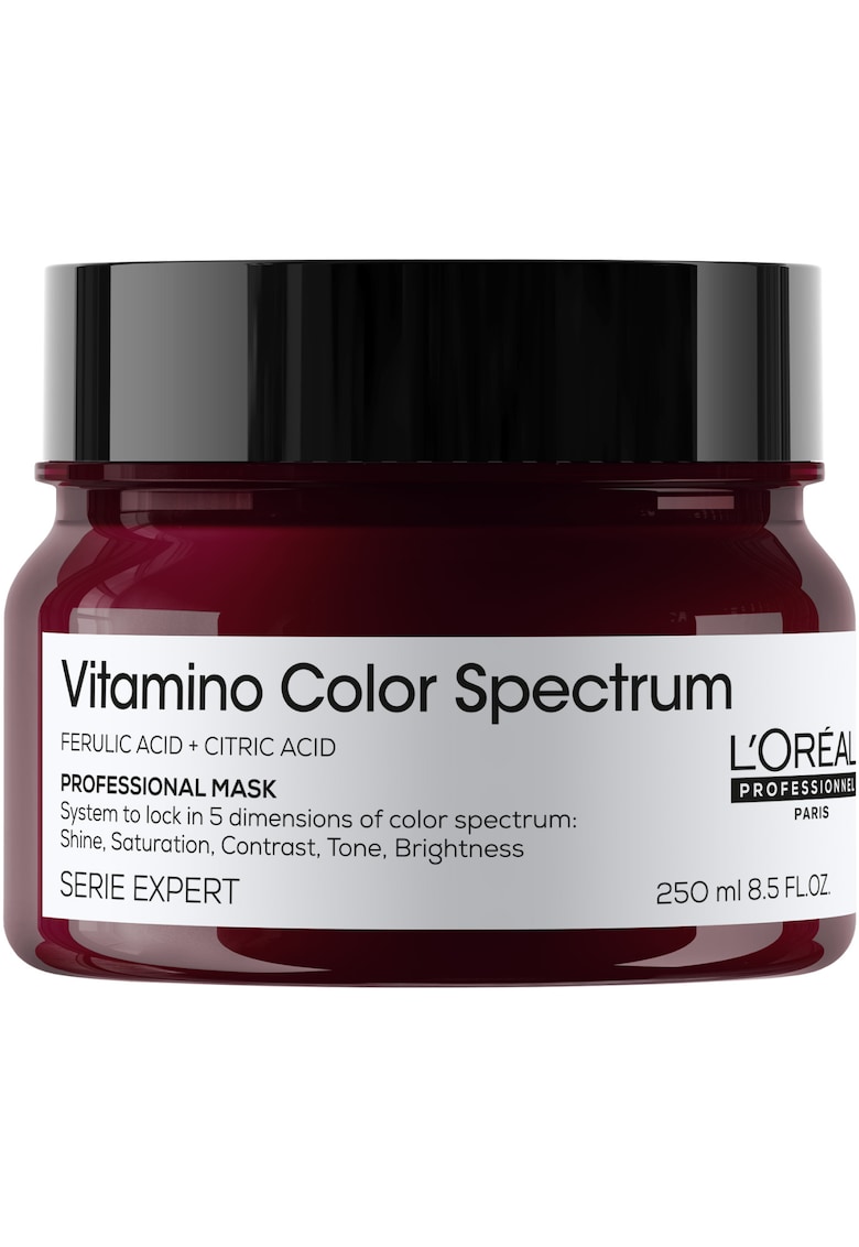 Masca pentru par vopsit L’Oreal Professionnel Serie Expert Vitamino Color Spectrum - pentru fixarea culorii - par mai matasos & puternic - par stralucitor - cu Acid Feluric & Acid Citric fara sulfati - produs vegan - 250ml