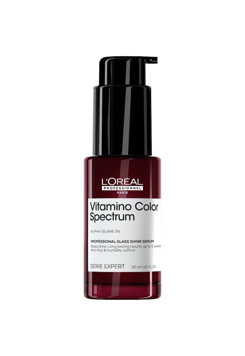 Serum pentru par vopsit L’Oreal Professionnel Serie Expert Vitamino Color Spectrum Glass Shine - par stralucitor efect de oglinda - cu 5% Apha-silane - hidratare - rezistenta 10 spalari - protectie UV & termica 230°C - anti-frizz - fara sulfati