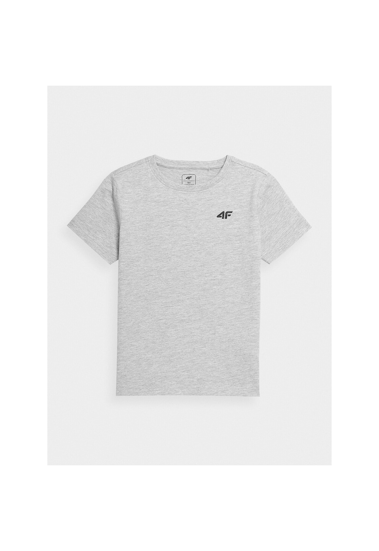 Tricou copii gri - bumbac 95% cu viscoza 5% - stil sportiv - decolteu rotund -