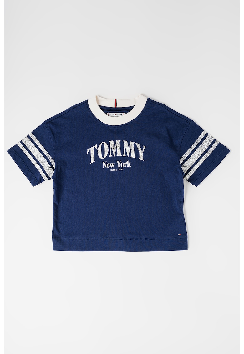 Tricou de bumbac cu logo - Alb/Bleumarin