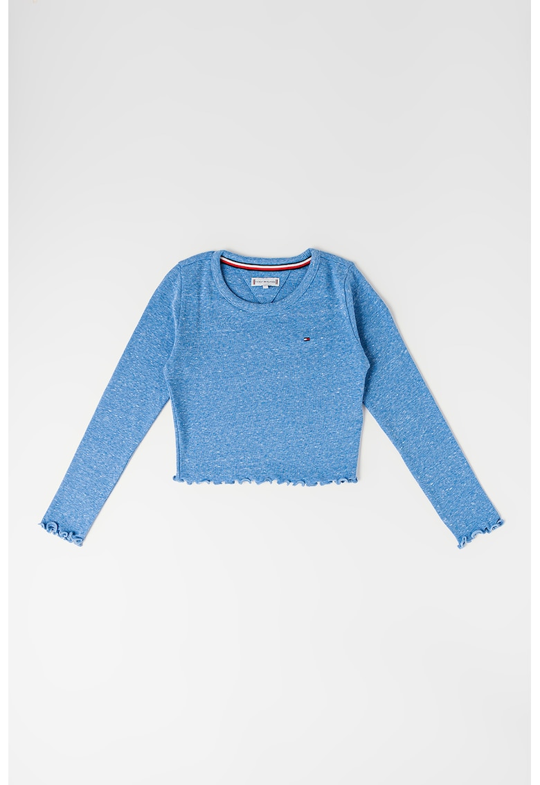 Bluza din amestec de bumbac cu decolteu la baza gatului