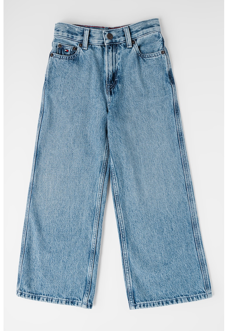 Blugi evazati cu aspect decolorat
