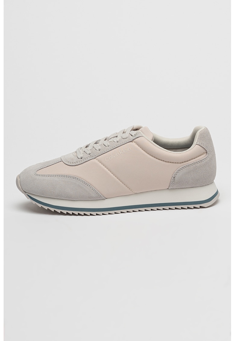 Pantofi sport low-cut de piele - Gri deschis - Alb murdar - 40