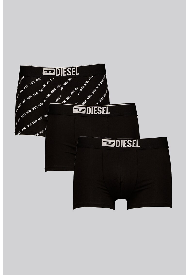 Set de boxeri cu banda logo in talie - 3 Perechi - Alb/Negru