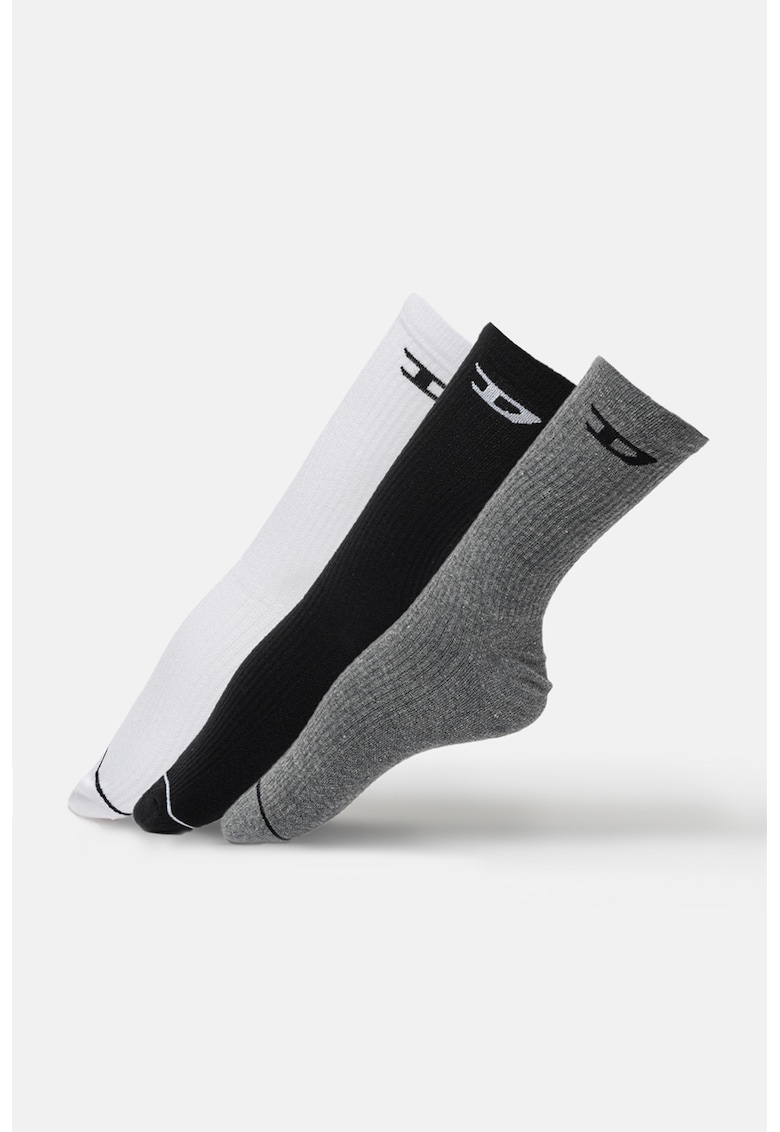 Set de sosete lungi cu detaliu logo - 3 Perechi