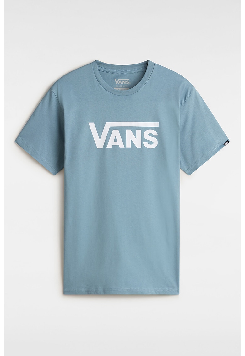 Tricou din bumbac cu imprimeu logo - Albastru prafuit