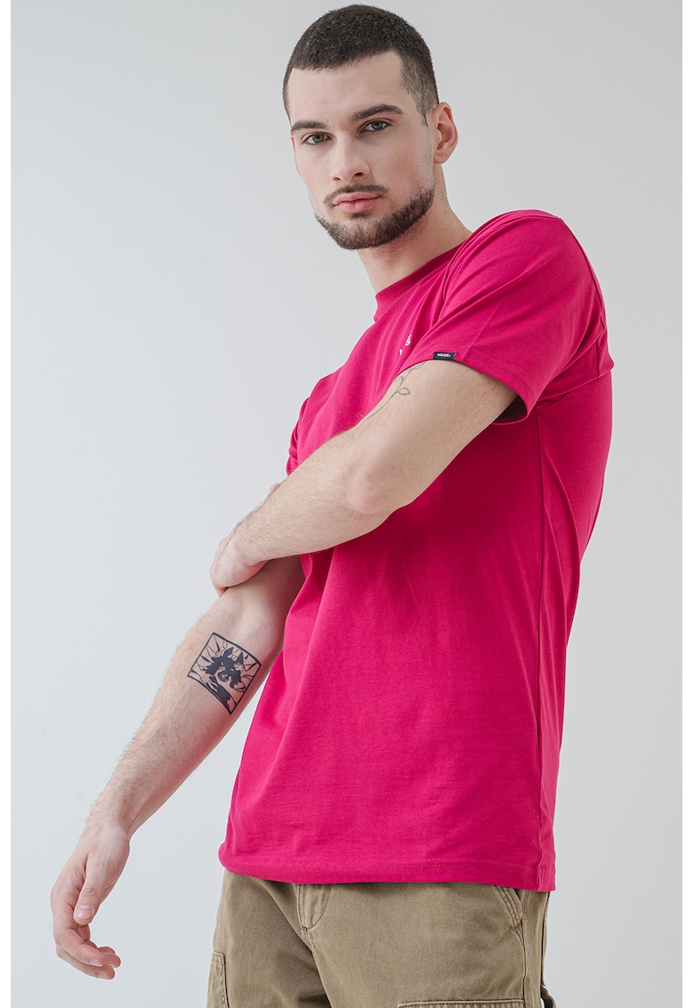 Tricou de bumbac cu decolteu la baza gatului